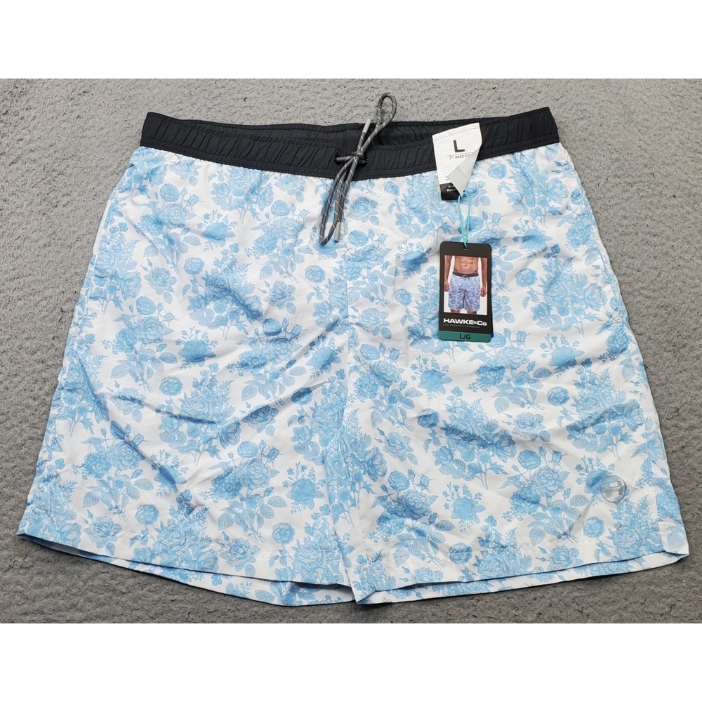 Hawke & Co Swim Trunks Mens Large Multi Floral Mesh Lined Water Polo Swimwear
